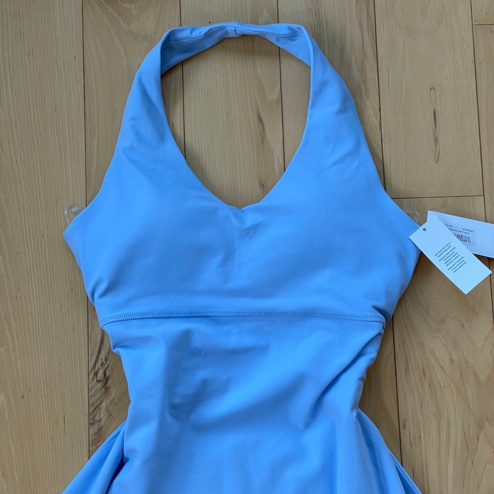 NWT Spanx Mini Workout Tennis Dress Hydrangea Blue Backless Halter Mini Dress- L